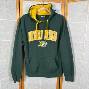 Stadium Athletics Northern Michigan Wildcats Hoodie M Green Yellow Embroidered